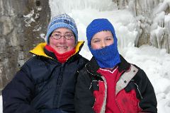 04 Charlotte Ryan and Peter Ryan At Frozen Waterfall At Banff Grotto Canyon In Winter